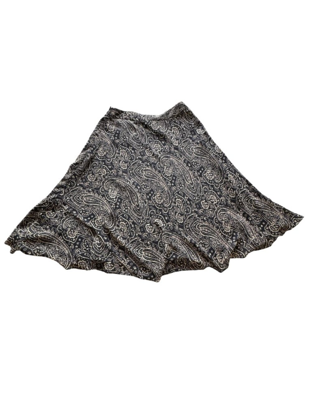 Jones New York Paisley Skirt Size 4 Black & Cream Mid-Length Lined Flowy Style - Picture 3 of 13
